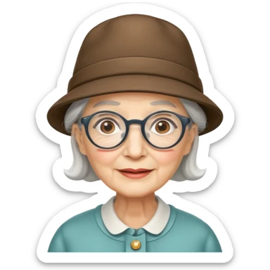 elderly women with hats with optical sticker