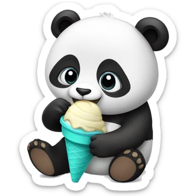 Panda eating ice cream sticker
