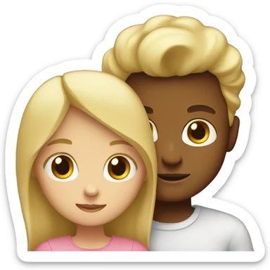 blonde girl and mixed boy hugging sticker