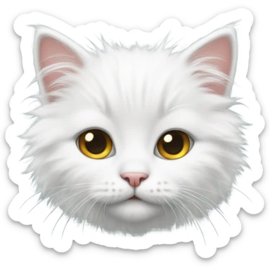 a white fluffy kitten sticker