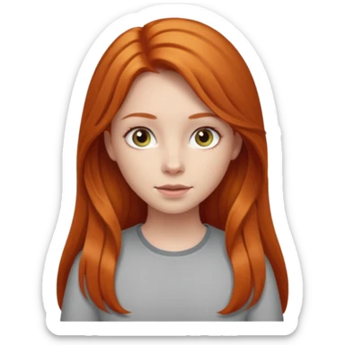 Ginger head girl with long hair and light grey eyes sticker