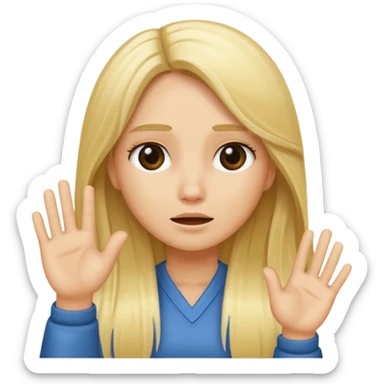 blonde female long hair saying stop sticker