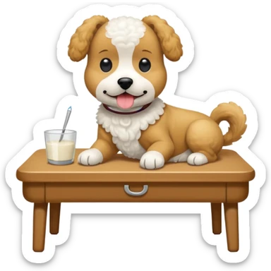 caniche blanco en peluqueria canina sticker