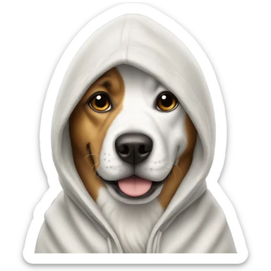 Dog wearing a hood sticker