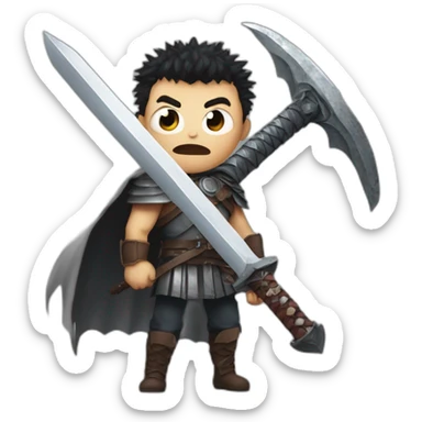 angry berserk guts carrying a huge sword on his shoulder sticker