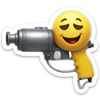 scared smiley metal water gun on heas sticker