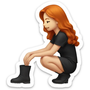 Redhead girl kneeling wearing black  sticker