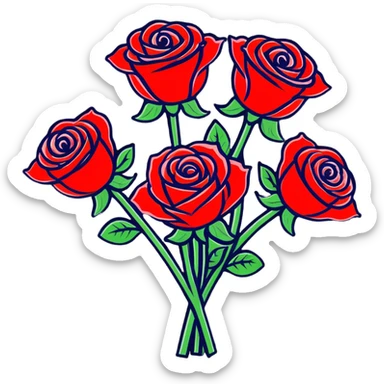 romantic bouquet of red roses sticker
