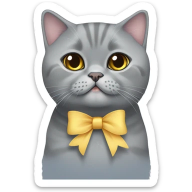 Grey british shorthair cute with bow sticker