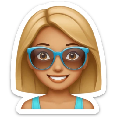 girl with sunglasses above her head sticker