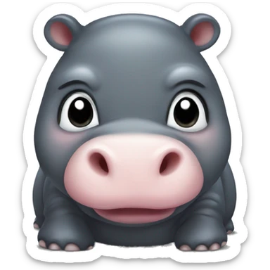 A grumpy baby pygmy hippo. Her mouth is open and you can see the whites of her eyes very clearly. sticker