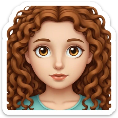 Girl with long brown curly hair and hazel eyes  sticker