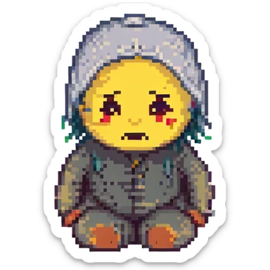 a sad person emoji in pixel art style sticker