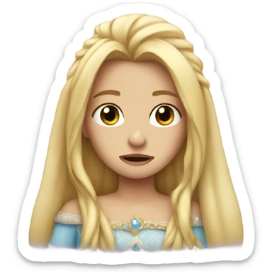Crying princess with long blonde hair sticker