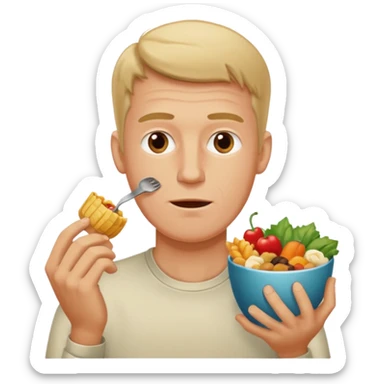 a tall white man eating 100 different foods sticker