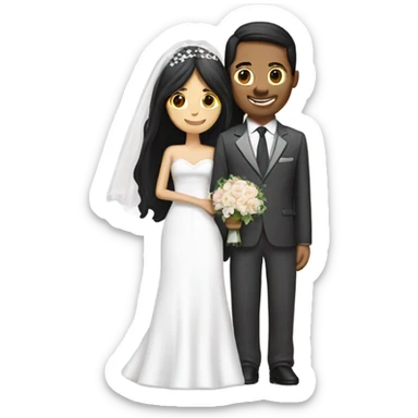 wedding couple, women has long black hair and groom have also brown hair. They are getting married in church  sticker