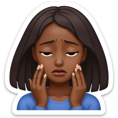 black dark girl super sad crying eyes closed sticker