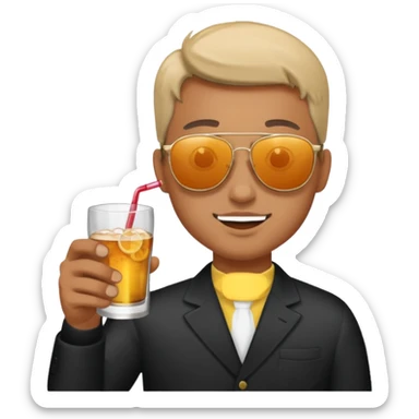 Person having sunglasses and drinking alcohol sticker