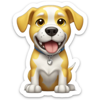yellow and white dog with muscles and thumbs up showing the whole body sticker