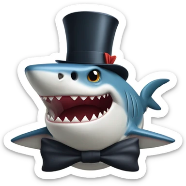 Shark with a top hat sticker