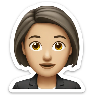 White female brunette hair corporate job sticker