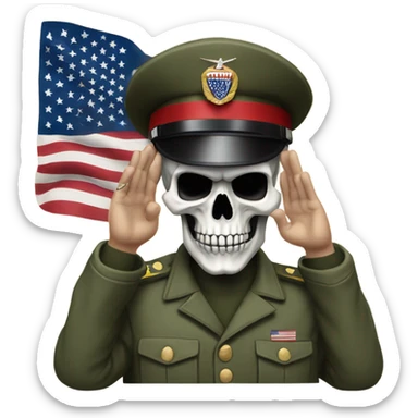 Saluting skull with the American flag sticker