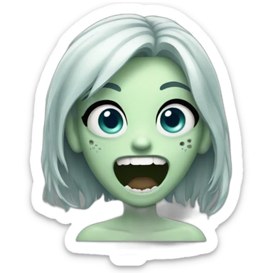 Happy zombie girl with both hands in the air sticker