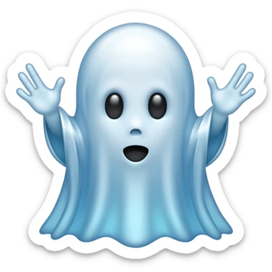 Shiny chrome cartoon ghost sticker
