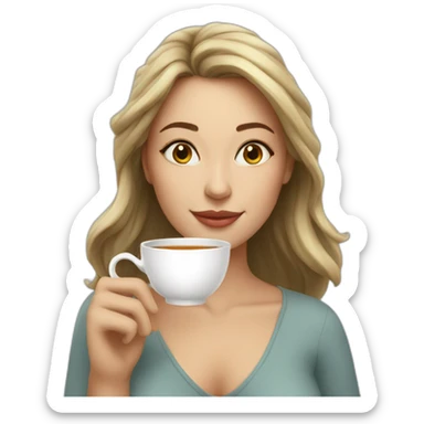 Beautiful woman drinking tea sticker