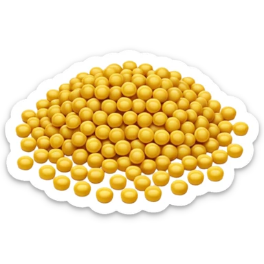 pile of small golden-yellow wax pellets, round and slightly flattened, soft matte surface, smooth uniform texture, like glossy candy drops, apple emoji style, soft lighting, subtle shadows, transparent background, emoji scale sticker