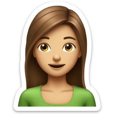  Fille avec des yeux verts et des cheveux marrons et avec un grin de beauté sur le côté droit du dessus de la lèvre  sticker