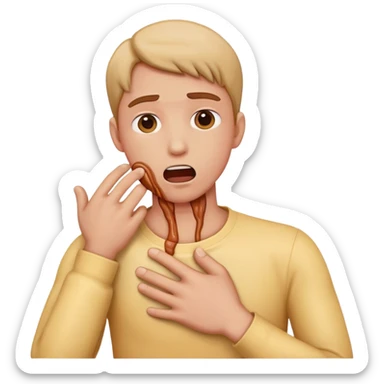 Make a emoji of a person fake choking themselves  sticker