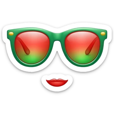 glitter red and green glasses vertically sticker