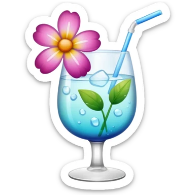 realistic aesthetic drink with flower decor sticker
