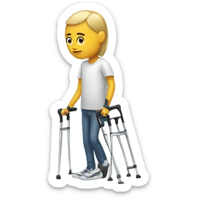 Person with crutches and injured leg sticker