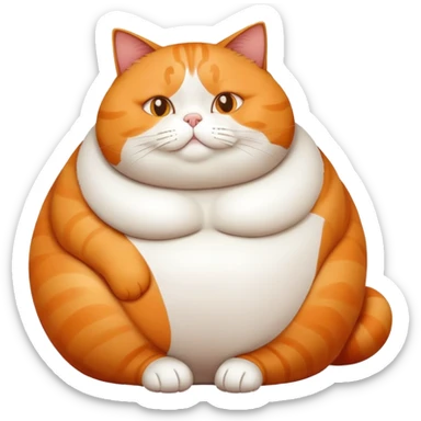 Fat cat sitting with round belly sticker
