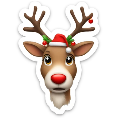 Reindeer with red jingle bells sticker