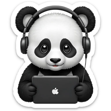 A panda wearing headphones playing video games sticker