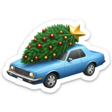 A car with a christmas tree on top of it sticker