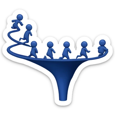 People are being sucked into a dark blue funnel sticker