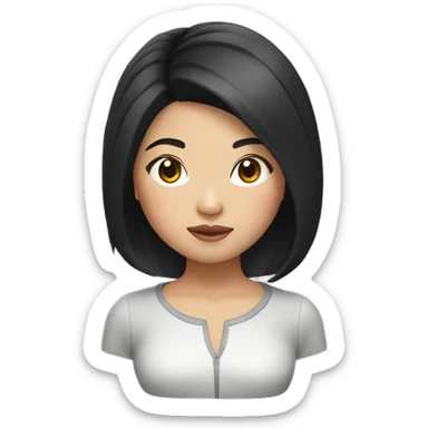 Asian girl with blowout and black hair sticker