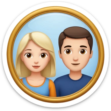 Woman in front. Man in mirror. They look similiar and look at each other sticker