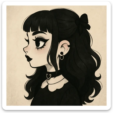 cute goth  profile girl art sticker