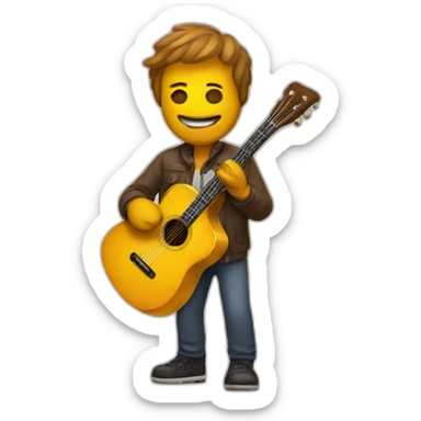 man with guitar and honey sticker