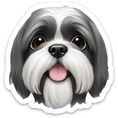 Black grey and white Shih tzu sticker