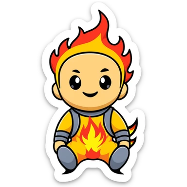 baby Jack Jack from The Incredibles with superpowers - on fire, laser eyes, and multiple forms sticker