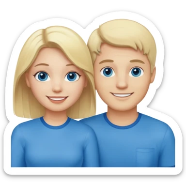 polaroid photo of a couple thats white with Blonde hair for the guy and blue eyes, sticker
