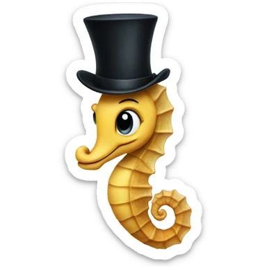 Seahorse with a top hat sticker