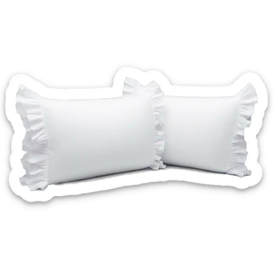 2 white pillows with ruffles frontal  sticker