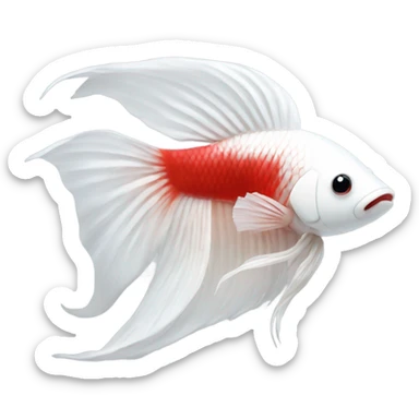 White betta fish happy, external fins red not white but the body and head white  sticker